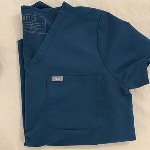 Figs Deep Reef Blue Scrub Top